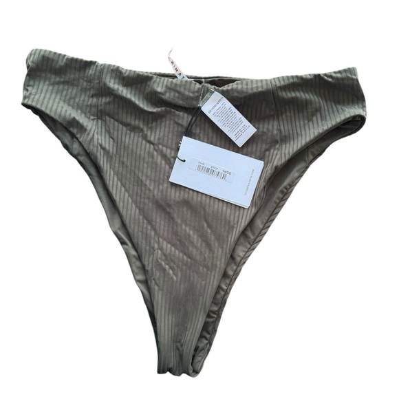 New! Vitamin‎ A Sienna High Waist Green EcoRib Bikini Bottoms - Picture 1 of 10